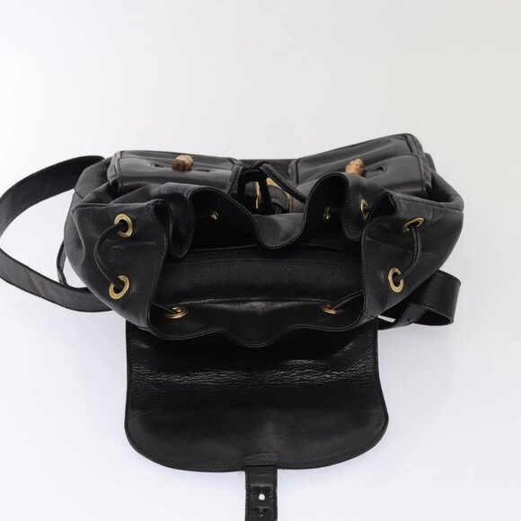 GUCCI Bamboo Backpack Leather Black Gold 003 main image 5